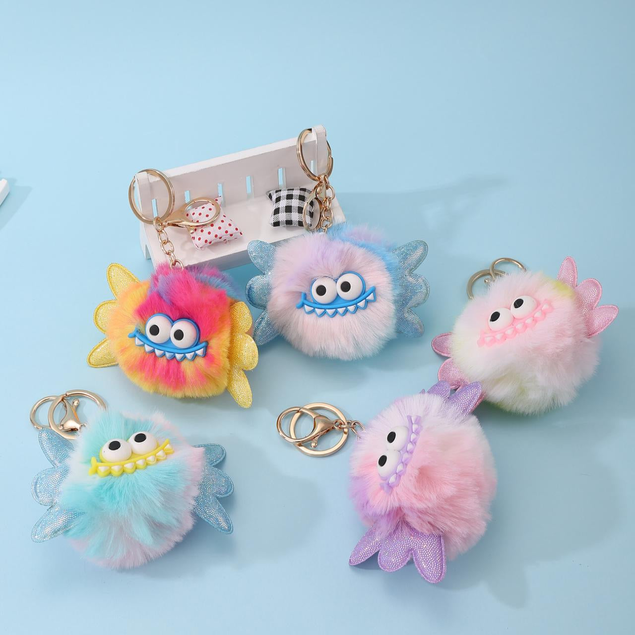 👾Fluffy Monster Keychain
