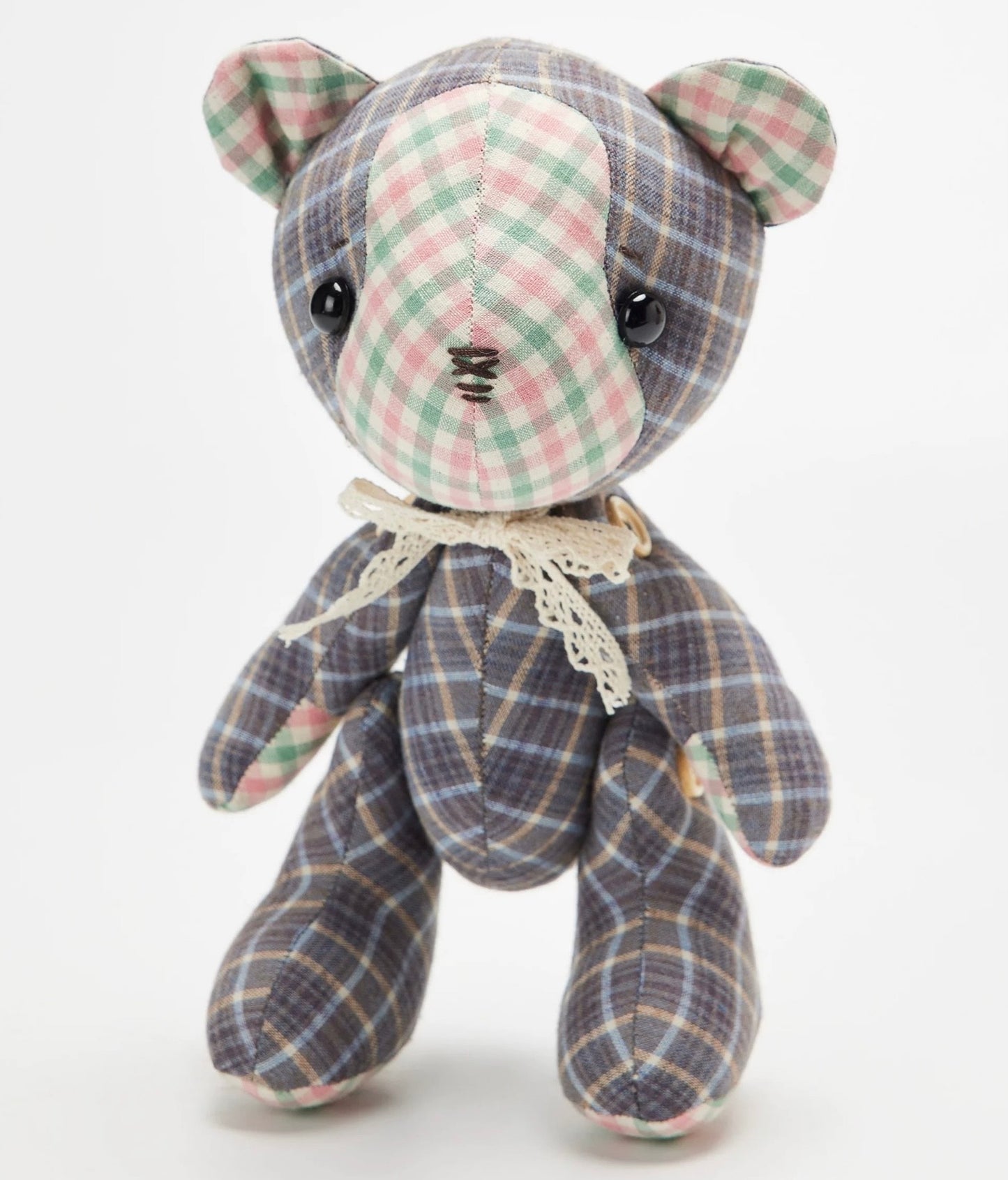 ๐งธ Handmade Vintage Plaid Teddy Bear