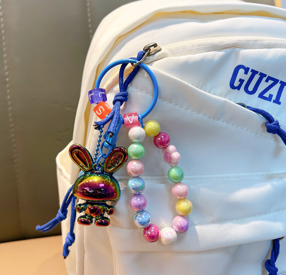 π° Iridescent Bunny Beaded Keychain