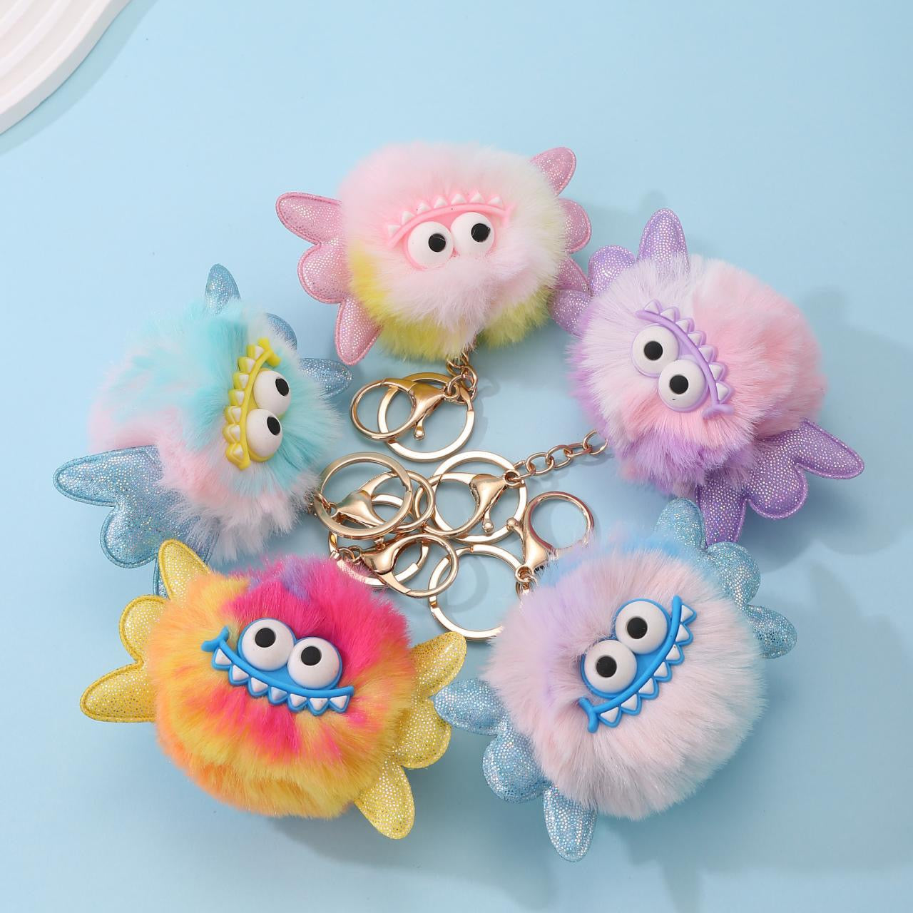 👾Fluffy Monster Keychain