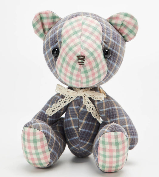 🧸 Handmade Vintage Plaid Teddy Bear