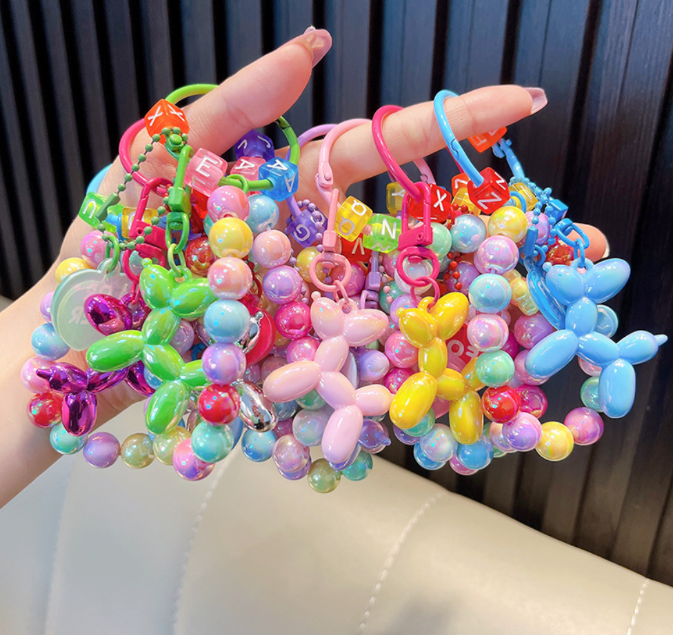 Balloon Dog Beaded Keychain
