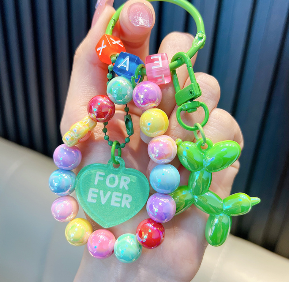 Balloon Dog Beaded Keychain